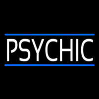 White Psychic With Blue Line Neon Skilt