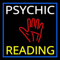 White Psychic Yellow Reading Block Palm Neon Skilt