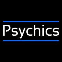 White Psychics With Blue Line Neon Skilt