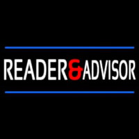 White Reader Advisor And Blue Line Neon Skilt