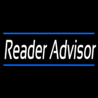 White Reader Advisor With Blue Border Neon Skilt