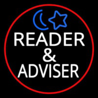 White Reader And Advisor Red Border Neon Skilt