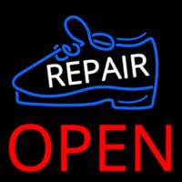 White Repair Shoe Open Neon Skilt