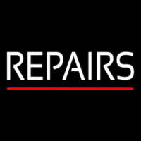 White Repairs Red Line Neon Skilt