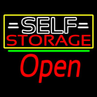 White Self Storage Block With Open 2 Neon Skilt