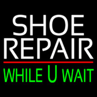 White Shoe Repair Green While You Wait Neon Skilt