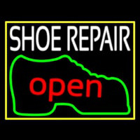 White Shoe Repair Open Neon Skilt