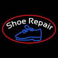 White Shoe Repair With Border Neon Skilt