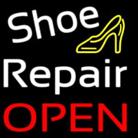 White Shoe Repair With Sandal Open Neon Skilt