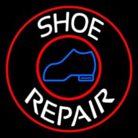 White Shoe Repair Withe Red Border Neon Skilt