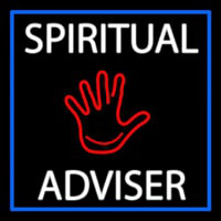 White Spiritual Advisor With Red Palm Neon Skilt