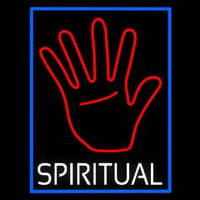 White Spiritual With Blue Border Neon Skilt