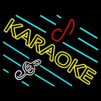 Yellow Karaoke Border Neon Skilt