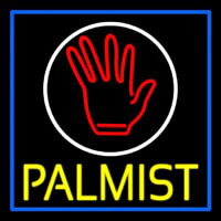 Yellow Palmist Block With Logo Blue Border Neon Skilt