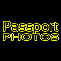 Yellow Passport Photos Block Neon Skilt