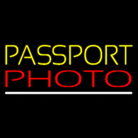 Yellow Passport Red Photo White Line Neon Skilt