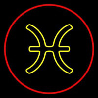 Yellow Pisces Red Border Neon Skilt