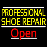 Yellow Professional Shoe Repair Open Neon Skilt