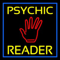 Yellow Psychic Reader Blue Border Neon Skilt