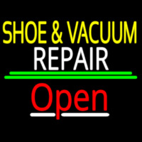 Yellow Shoe And Vacuum White Repair Open Neon Skilt