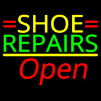 Yellow Shoe Green Repairs Open Neon Skilt