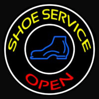 Yellow Shoe Service Open With Border Neon Skilt