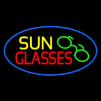 Sun Glasses Oval Blue Neon Skilt