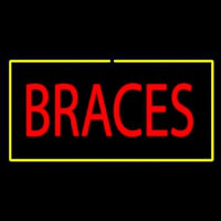 Red Braces Yellow Border Neon Skilt