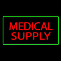 Red Medical Supply Green Border Neon Skilt