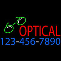 Red Optical With Phone Number Neon Skilt