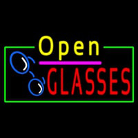 Yellow Open Glasses Logo Neon Skilt