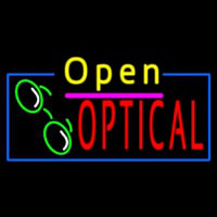 Yellow Open Red Optical Logo Neon Skilt