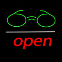 Green Glasses Logo Open White Line Neon Skilt