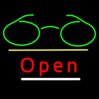 Glasses Logo Open Yellow Line Neon Skilt