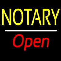 Notary Open White Line Neon Skilt