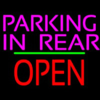 Parking In Rear Open Block Green Line Neon Skilt