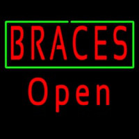 Red Braces Green Border Open Neon Skilt