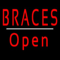 Red Braces Open White Line Neon Skilt