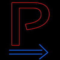 Parking P With Arrow Neon Skilt