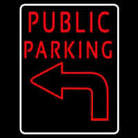 Public Parking With Arrow Neon Skilt