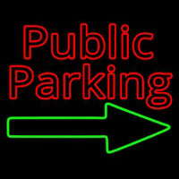 Red Public Parking With Arrow Neon Skilt