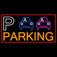 P And Car Parking With Red Border Neon Skilt