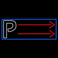 Parking P With Arrow With Blue Border Neon Skilt