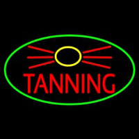 Red Tanning With Sun Logo Neon Skilt