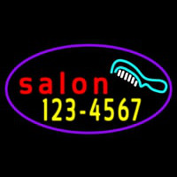 Salon With Comb And Number Neon Skilt