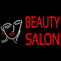 Red Beauty Salon With Girl Neon Skilt