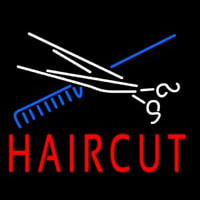 Scissor And Comb Haircut Neon Skilt