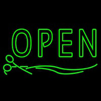 Green Open With Scissor Neon Skilt