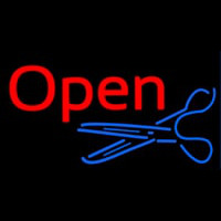 Open With Scissor Logo Neon Skilt