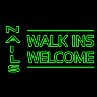 Green Nails Walk Ins Welcome Neon Skilt